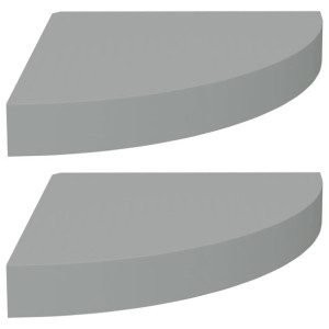 Narożne półki ścienne, 2 szt., szare, 25x25x3,8 cm, MDF