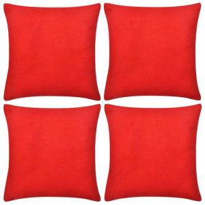 4 Czerwone bawełniane poszewki na poduszki 80 x 80 cm