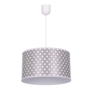 Lampa zwis do pokoju dziecka szara białe kropki plus denko