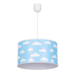 Lampa zwis do pokoju dziecka niebieskie chmurki plus denko