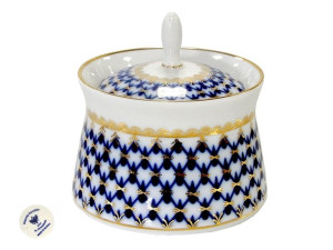 Naczynie na chrzan, kawior, cukier siatka kobaltowa Imperial Porcelain Łomo