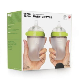 Comotomo - 2 Antykolkowe Butelki Silikonowe Mom's Breast 250 Ml Green Baby