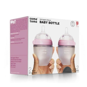 Comotomo - 2 Antykolkowe Butelki Silikonowe Mom's Breast 150 Ml Pink Newbor