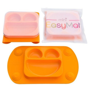Easytots - Easymat Mini 2In1 Orange Silikonowy Talerzyk Z Podkładką - Lunch