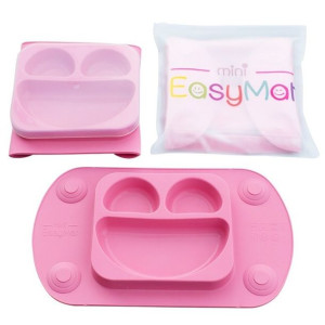 Easytots - Easymat Mini 2In1 Pink Silikonowy Talerzyk Z Podkładką - Lunchbo
