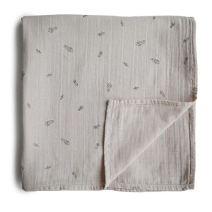 Mushie - Otulacz Kocyk Letni 100% Organic Cotton Rocket Ship 120 X 120