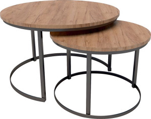 Stolik kawowy LOFT 2w1 ława metalowe nogi OWIL DĄB CRAFT TOBACCO