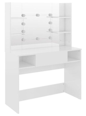 Biała toaletka do makijażu z żarówkami led - Soxo 4X