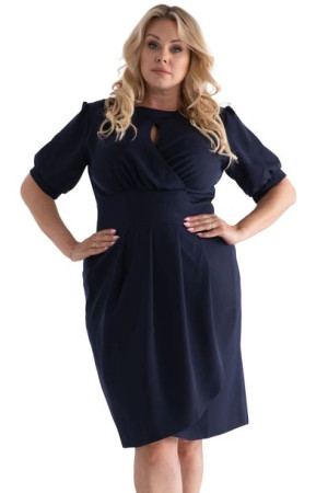 Sukienka INGRIDA elegancka wieczorowa granatowa 54 PLUS SIZE
