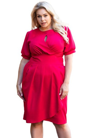 Sukienka INGRIDA elegancka wieczorowa malinowa 52 PLUS SIZE
