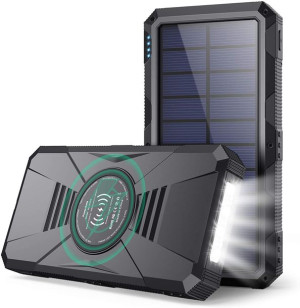 Szybki powerbank 30800mAh z indukcją i panelem sol