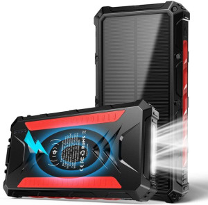 Duży powerbank 36000mAh z indukcją i panelem solar