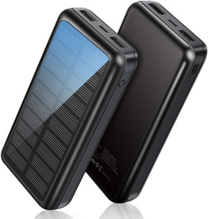 Powerbank solarny 30000 mAh czarny QI usb typu c