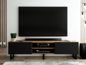 Szafka Rtv Loft 200 Wotan / Czarny Industrialna