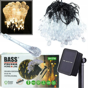 Girlanda Ogrodowa Lampki Solarne Krople 30 Led 6m
