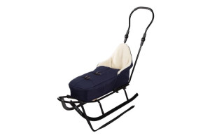 Sanki BABY MERC Winter Frenzy CZARNE + Śpiwór GRANATOWY