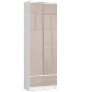 Elegancki regał do salonu biały + cappuccino połysk - Prima 4X