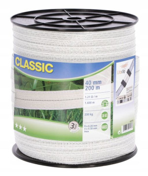 Taśma CLASSIC 40mm 200m do pastucha biała PASTUCH