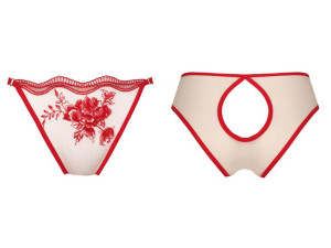 Tiulowe figi z haftem róży Camelia Poupee Marilyn XL RED