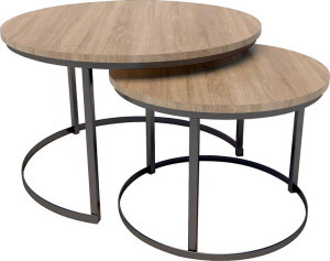 Stolik kawowy LOFT 2w1 ława metalowe nogi OWIL DĄB SONOMA
