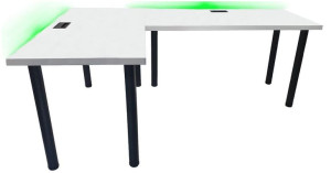 Biurko Gamingowe Narożne Białe Pro+ 202x136x66x2,8 Model 3