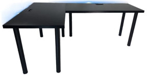 Biurko Gamingowe Narożne Czarne Pro+ 240x160x80x3,6 Model 3