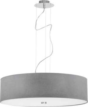 Lampa wisząca VIVIANE GRAY, szary zwis 3x E27 szkło tkanina abażur salon sy