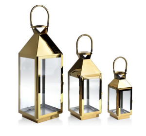 Lampion latarnia 3 szt. metal połysk Shine
