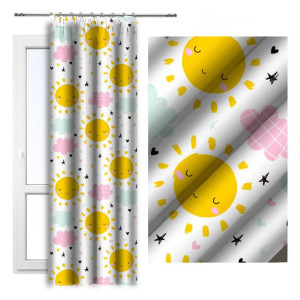 Zasłona dziecięca na taśmie 140x250 D404-191 słoneczka