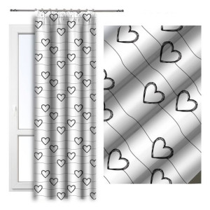 Zasłona dziecięca na taśmie 140x250 D404-190 serduszka