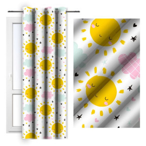 Zasłona dziecięca na przelotkach 140x250 D404-191 słoneczka