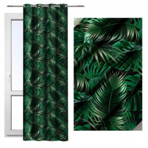 Zasłona do salonu na przelotkach 140x250 liście monstery 256