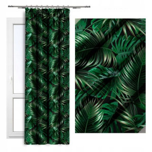 Zasłona do salonu na taśmie 140x250 liście monstery 256