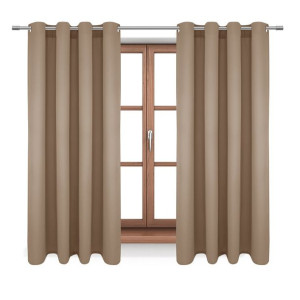 Krótka zasłona gładka na przelotkach 140x160 mocca