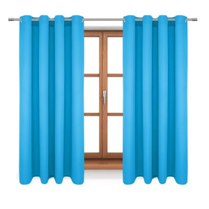Krótka zasłona gładka na przelotkach 140x160 lazurowo turkusowa