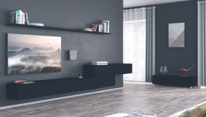 Zestaw Mebli Meblościanka Czarna Mat 350cm