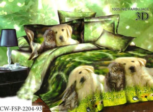 Pościel satyna bawełniana 200x220 4-częściowa CW-FSP-2204-93 pieski