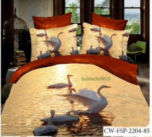 Pościel satyna bawełniana 200x220 4-częściowa CW-FSP-2204-85 łabędzie