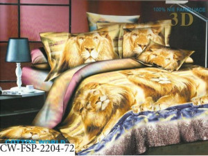 Pościel satyna bawełniana 200x220 4-częściowa CW-FSP-2204-72 lwy