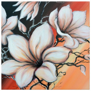 OBRAZ DRUKOWANY  Magnolia o zachodzie słońca 30x30