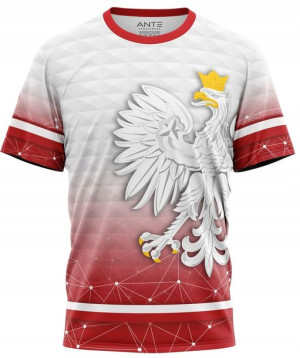 Męska Koszulka Kibica T-shirt POLSKA Orzeł Flaga M