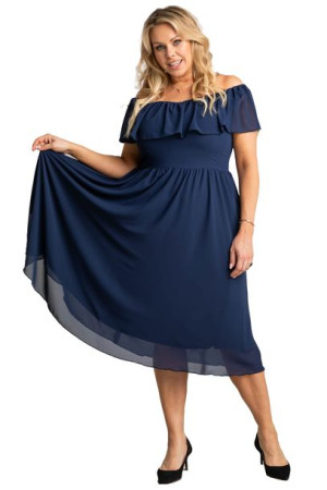 Sukienka MILANO hiszpanka szyfonowa granat 54 PLUS SIZE