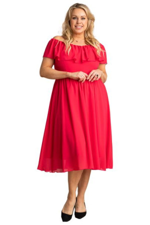 Sukienka MILANO hiszpanka szyfonowa malina 56 PLUS SIZE