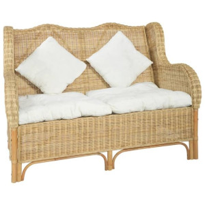 Lumarko Sofa 2-osobowa, naturalny rattan i len