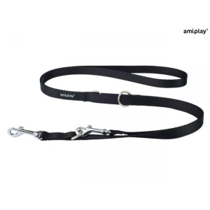 Amiplay Smycz Regulowana 6 w 1 Basic Czarna 100 - 200 cm Rozmiar M