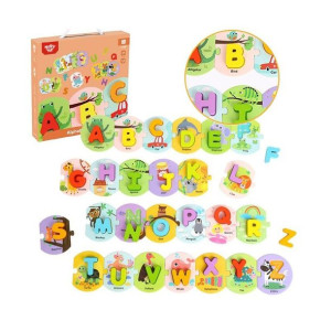 Tooky Toy Puzzle Układanka Nauka Alfabetu Liter Słów Alfabet Grube Klocki 2