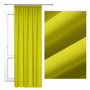 GOTOWA Zasłona gładka na taśmie 140x250 limonkowa ZASŁONY do salonu