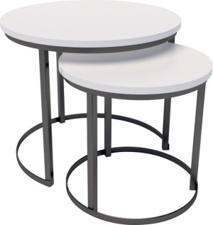 Stolik kawowy LOFT 2w1 ława metalowe nogi MINI OWIL BIAŁY