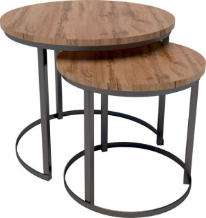 Stolik kawowy LOFT 2w1 ława metalowe nogi MINI OWIL DĄB CRAFT TOBACCO