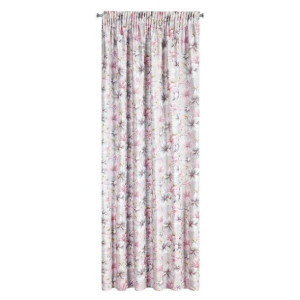 Zasłona na taśmie LARYSA 140X270 srebrna + różowa